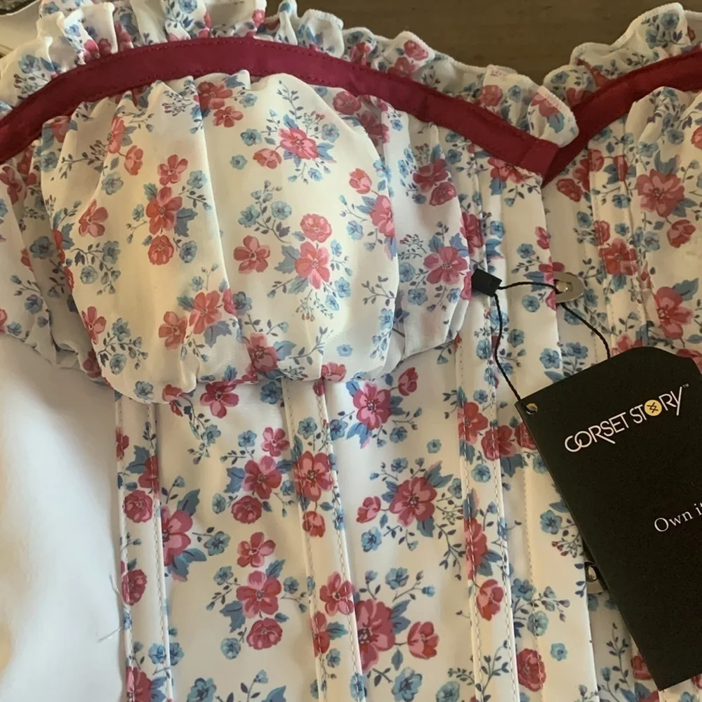 Corset Story Floral Ruffle Corset New with tags lace up back up 16